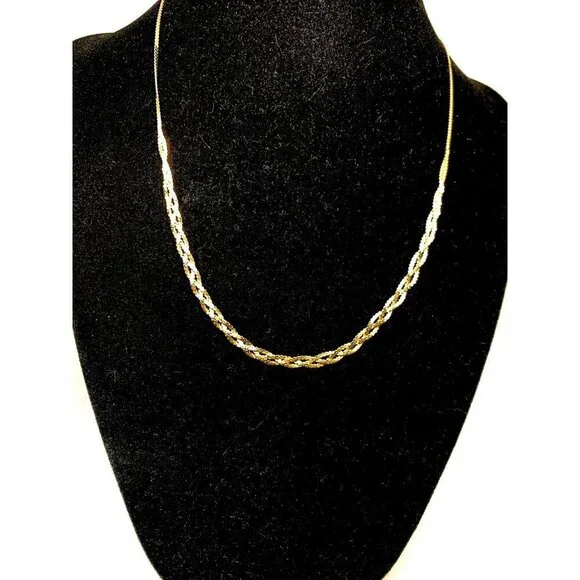 Woven Necklace 14k Yellow Gold 4.1 Grams 16'' Italy Women's Estate Jewel… Necklaces